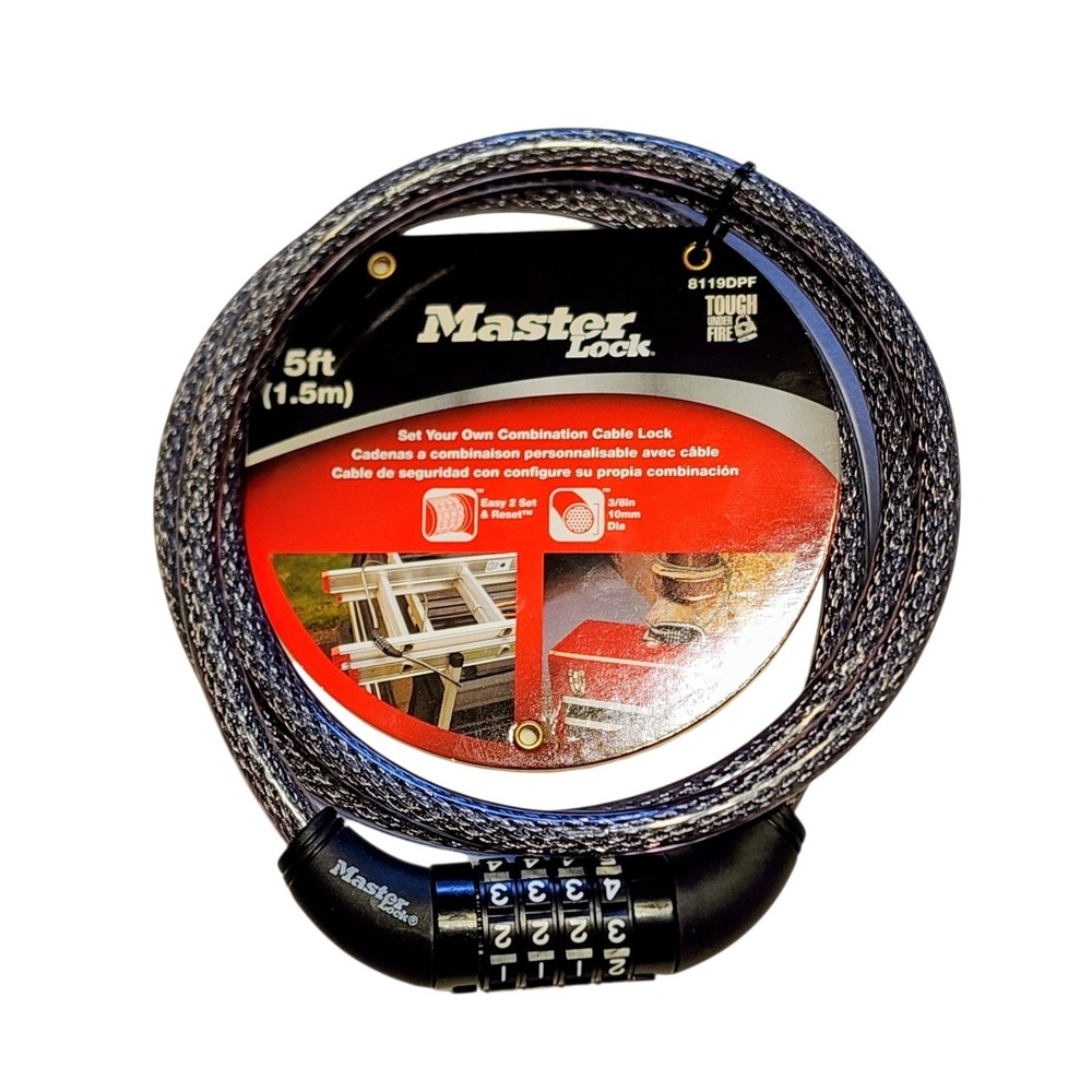 🔥New! Master Lock Bike Lock Cable‎ with Combination Resettable 5ft 1.5m Long 🔥